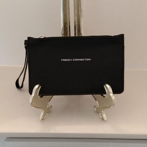 French Connection Elegant Black Wristlet Wallet Clutch